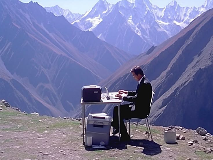 man working on a mountain
